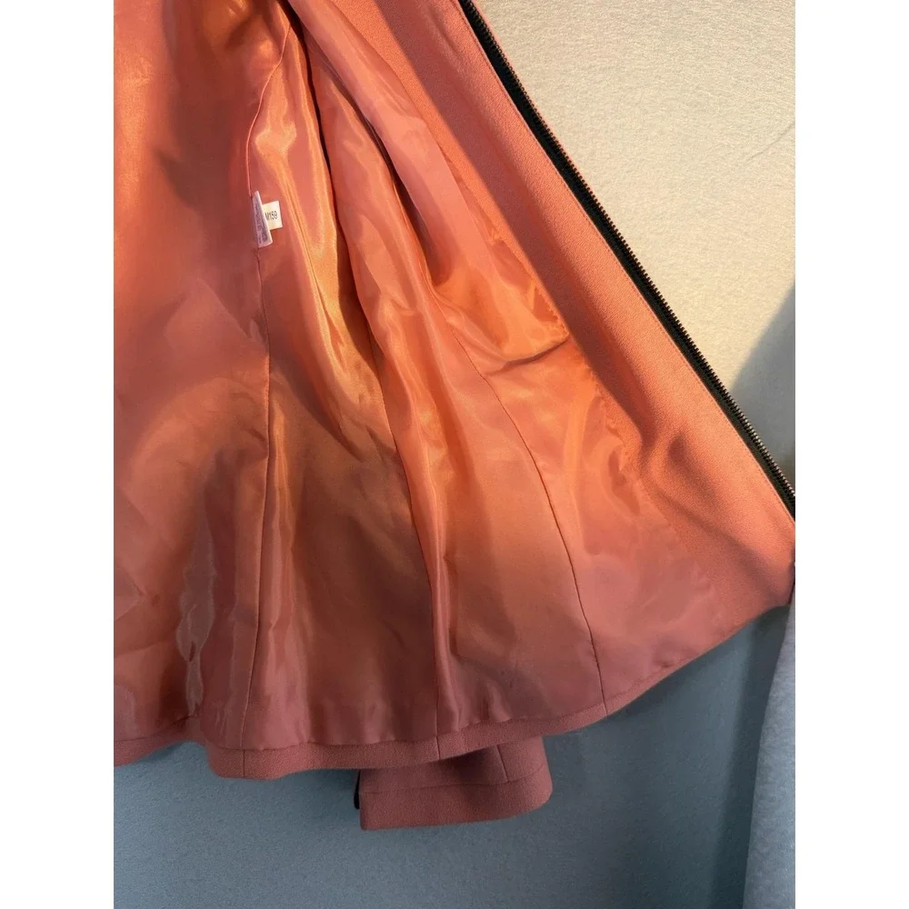 Tahari Arthur S. Levine Blazer Womens 6 Pink Crepe Zip Front Lined Jacket